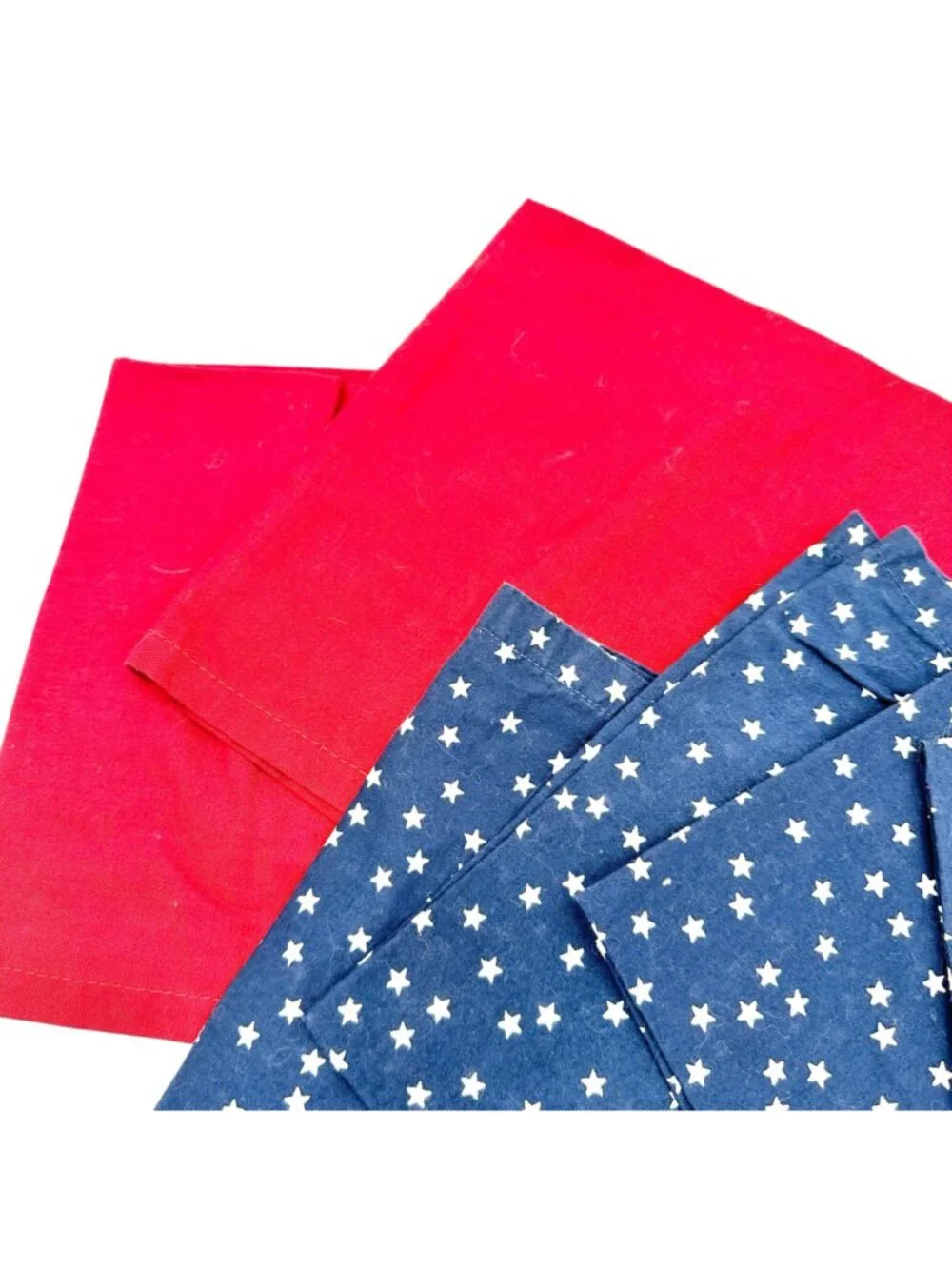 Set Of 10 Cloth Napkins Patriotic Themed FIVE Red and FIVE Blue with White Stars